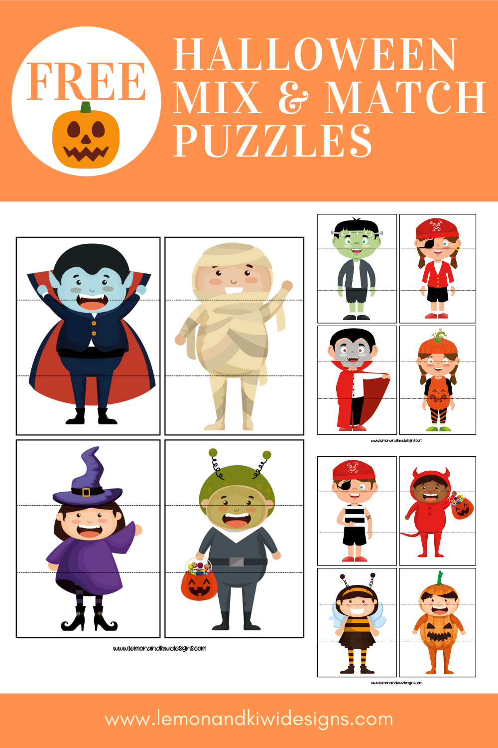 Free Halloween Printable Puzzles - Lemon And Kiwi Designs throughout Free Printable Halloween Puzzles