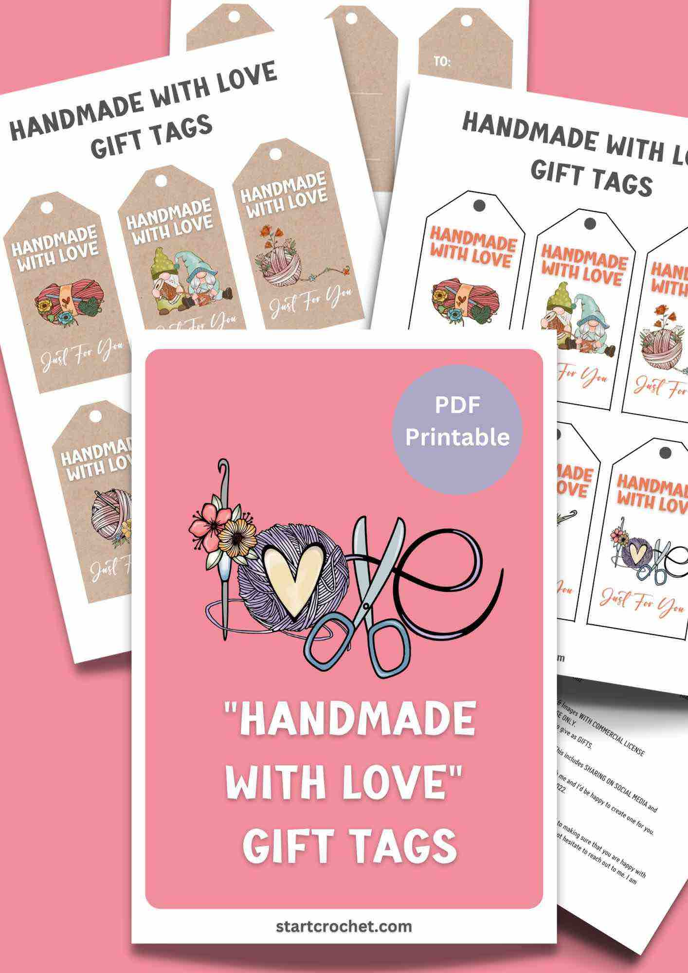 Free “Handmade With Love” Printable Gift Tags - Start Crochet inside Free Printable Crochet Labels