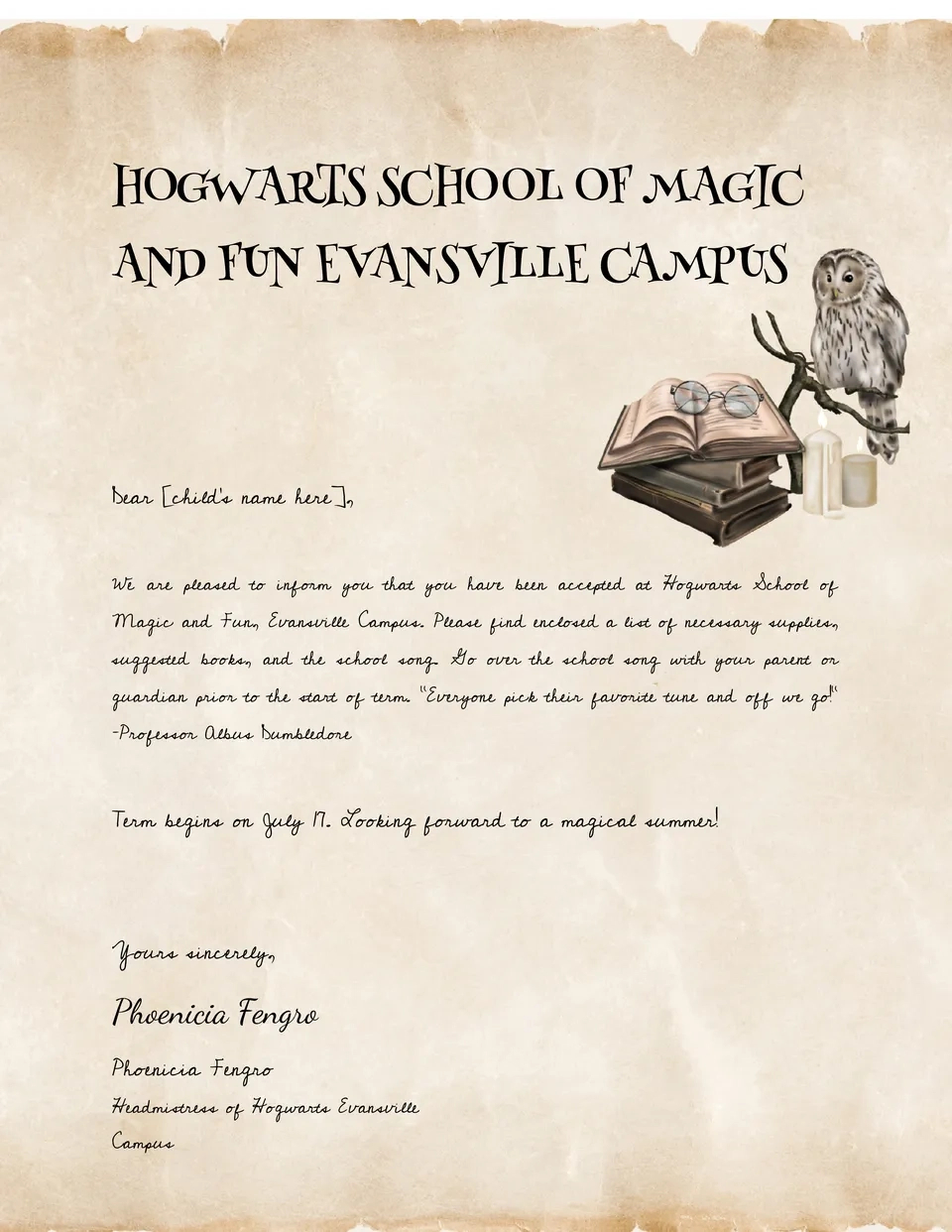 Free Hogwarts Acceptance Letter Template For Google Docs for Printable Hogwarts Acceptance Letter Free