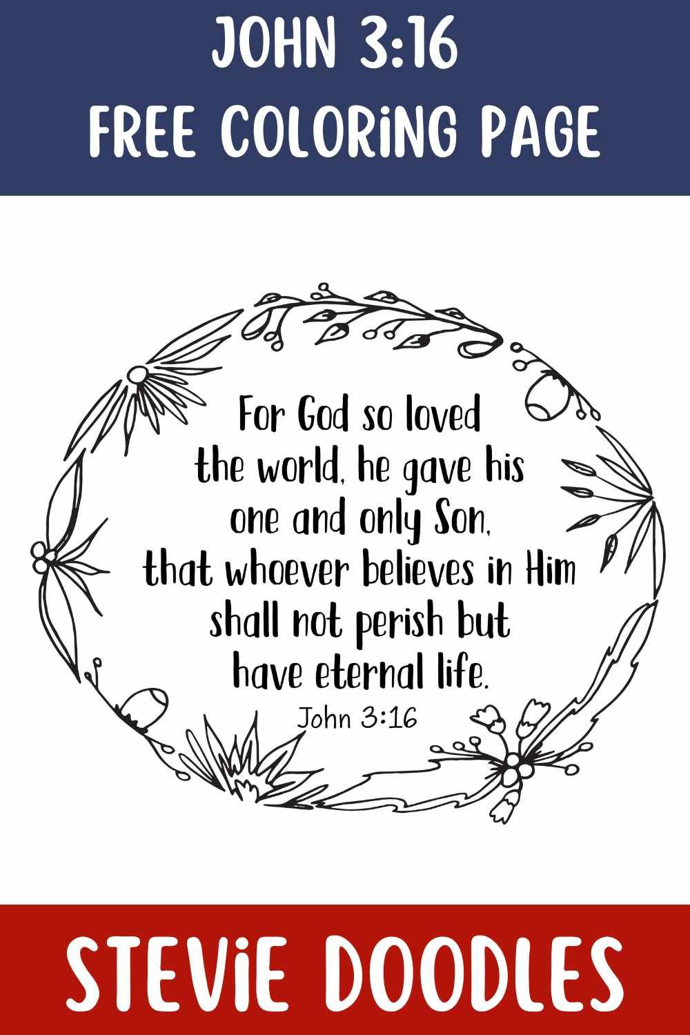 Free John 3:16 Coloring Pages — Stevie Doodles in Free Printable John 3 16