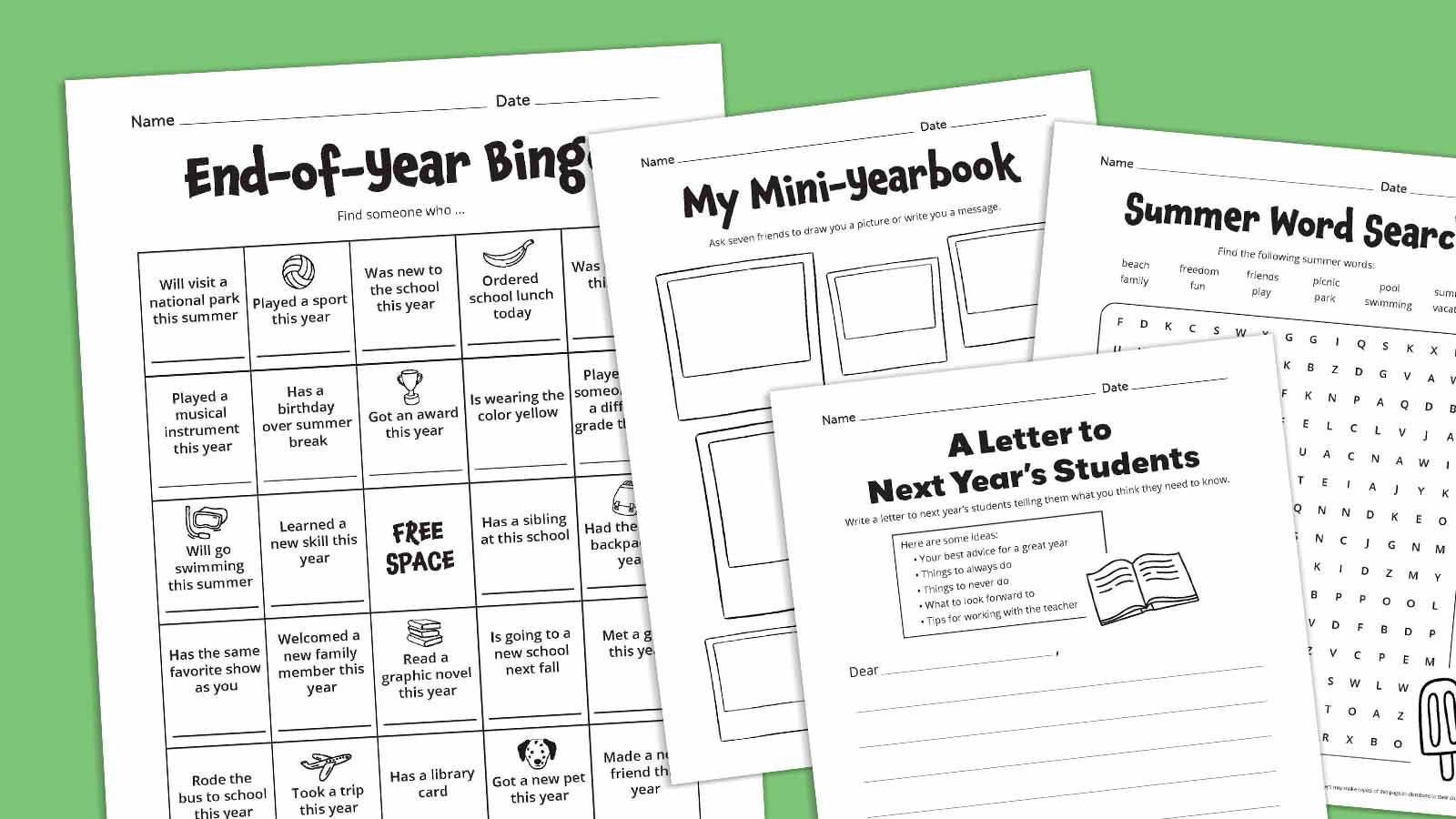 Free Last-Day-Of-School Printables in Free Printable End of the Year Worksheets