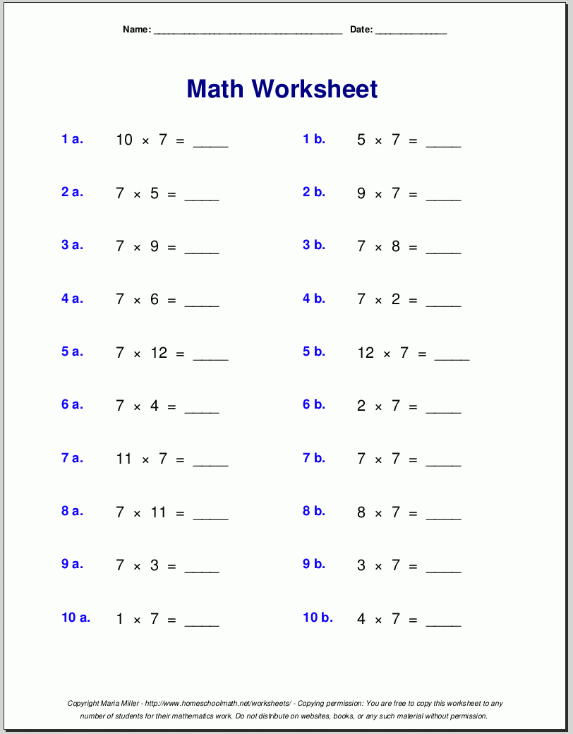 Free Math Worksheets intended for Free Worksheets Printables
