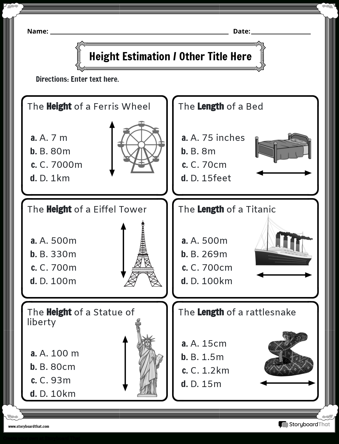 Free Metric Worksheets: Customize With Storyboard That within Metric Measurement Worksheet Printable
