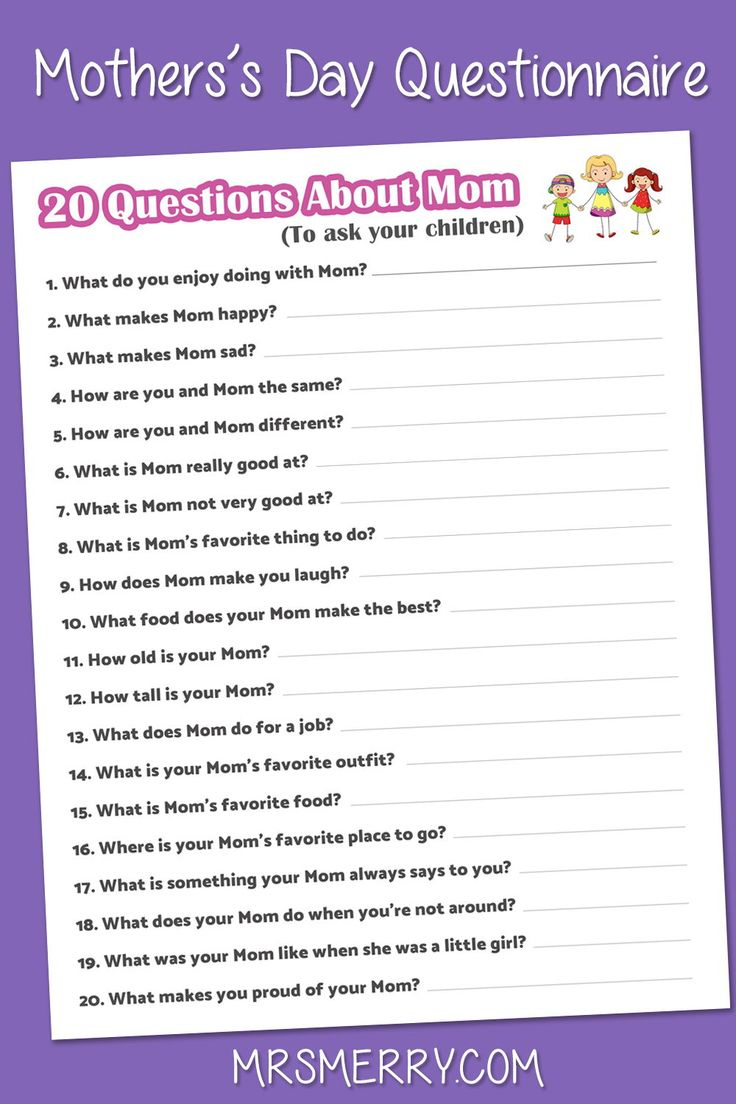 Free Mother&amp;#039;S Day Questionnaire - Fun Kids Activity - Gift For Mom regarding Free Printable Mother&amp;#039;S Day Questions