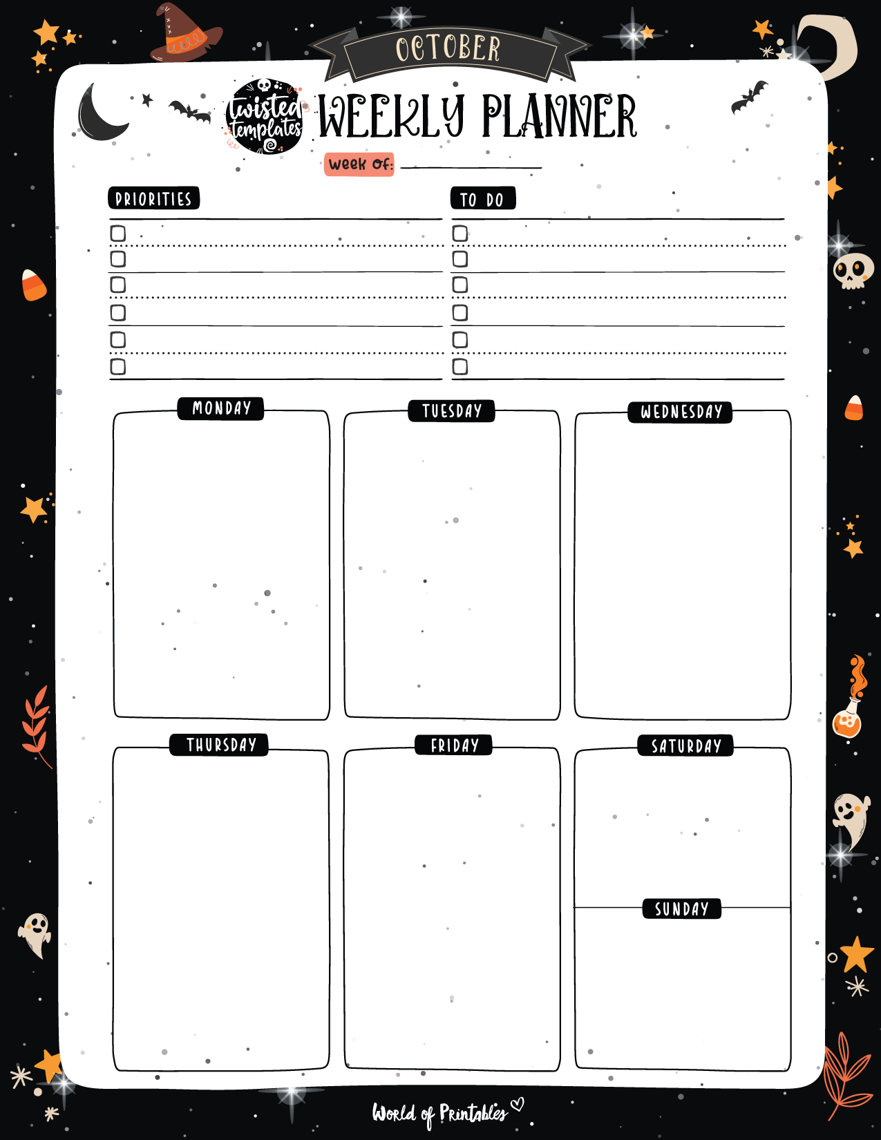 Free October Witchy Planners - World Of Printables throughout Free Witchy Planner Printables