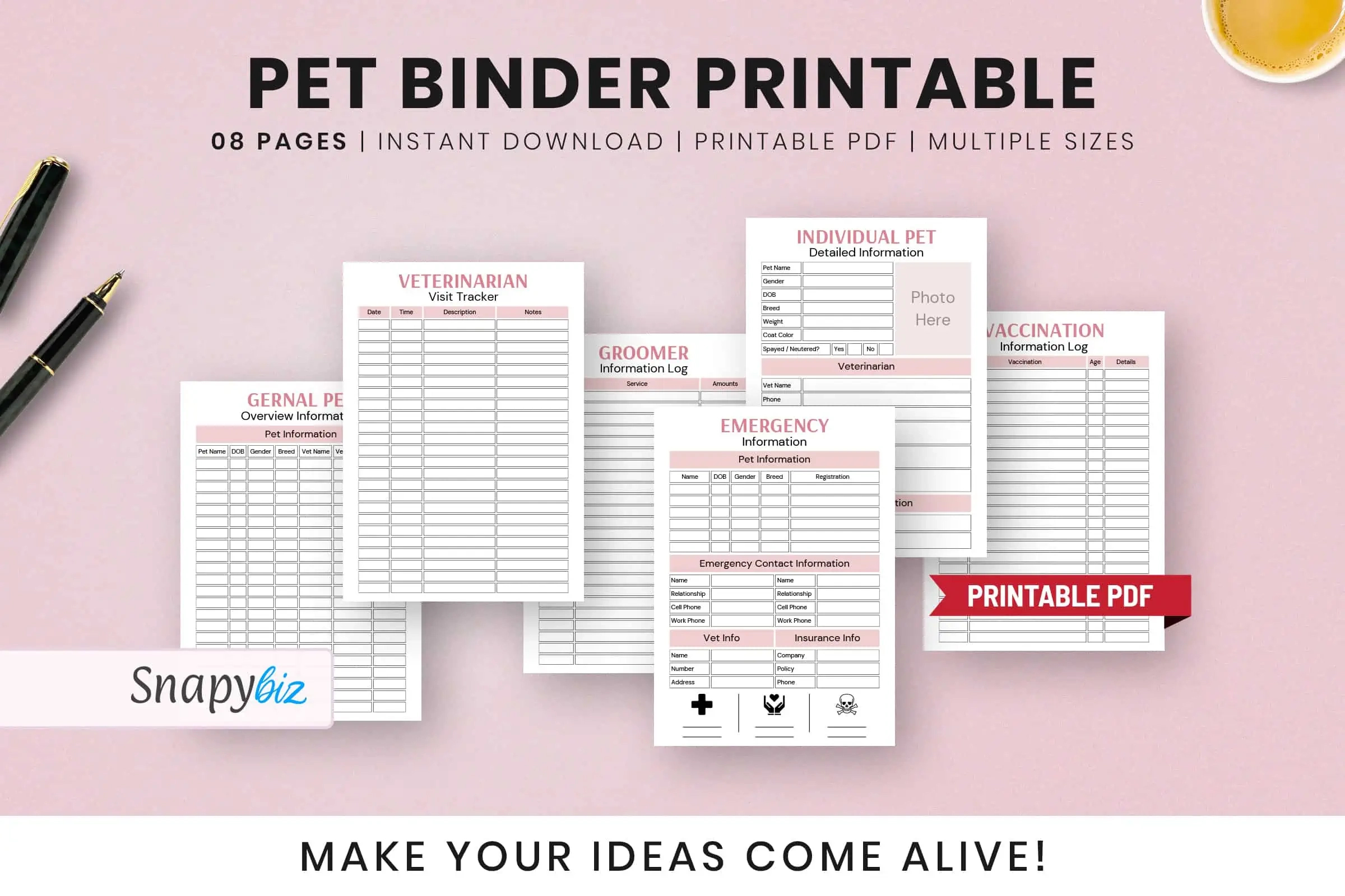 Free Pet Binder Printable | Snapybiz for Free Pet Binder Printables