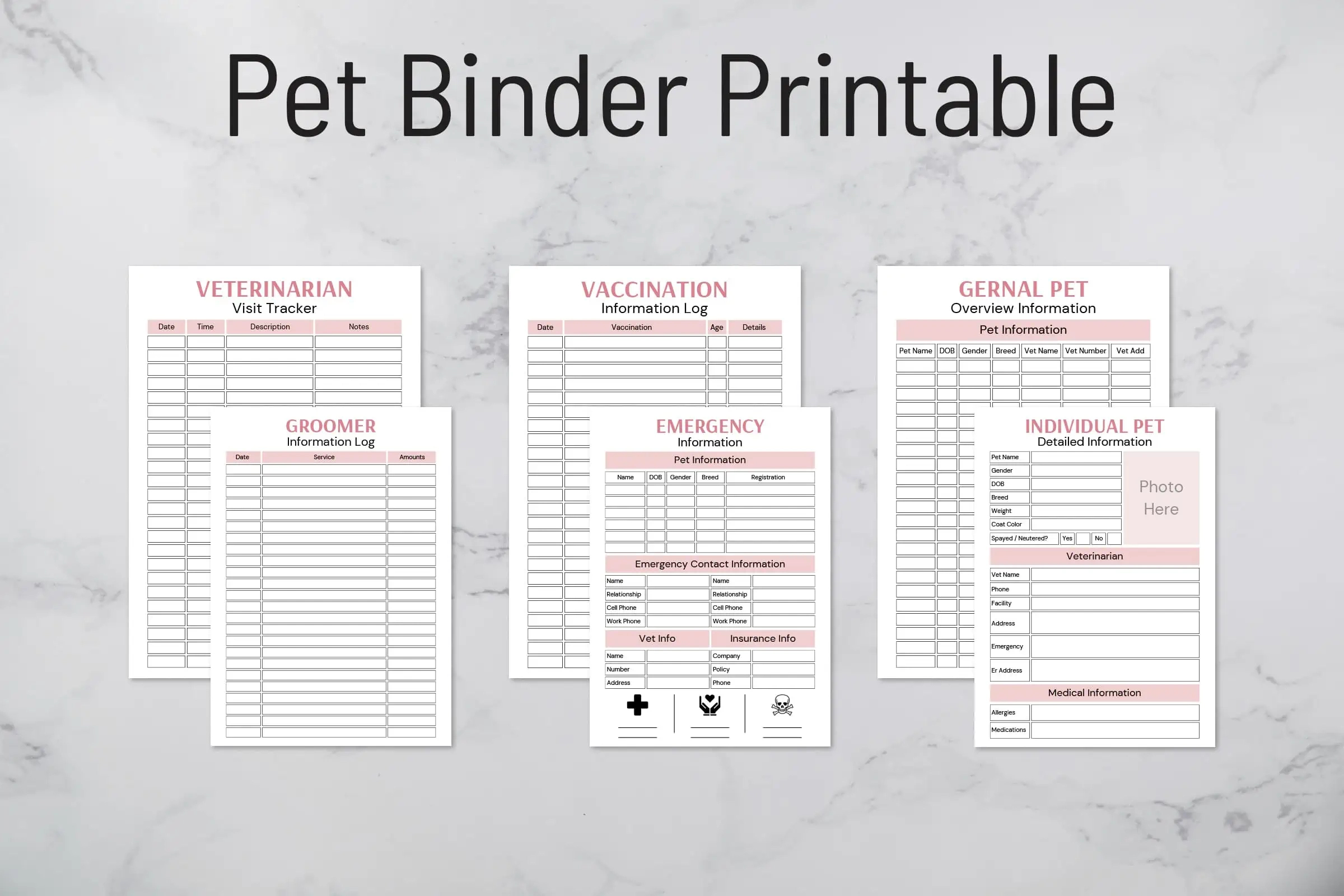 Free Pet Binder Printable | Snapybiz intended for Free Pet Binder Printables