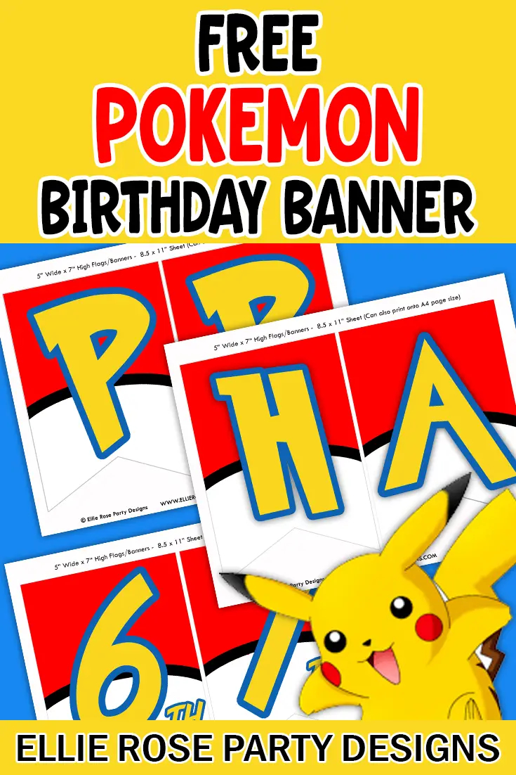 Free Pokemon Banner Printable | Ellierosepartydesigns pertaining to Free Printable Pokemon Birthday