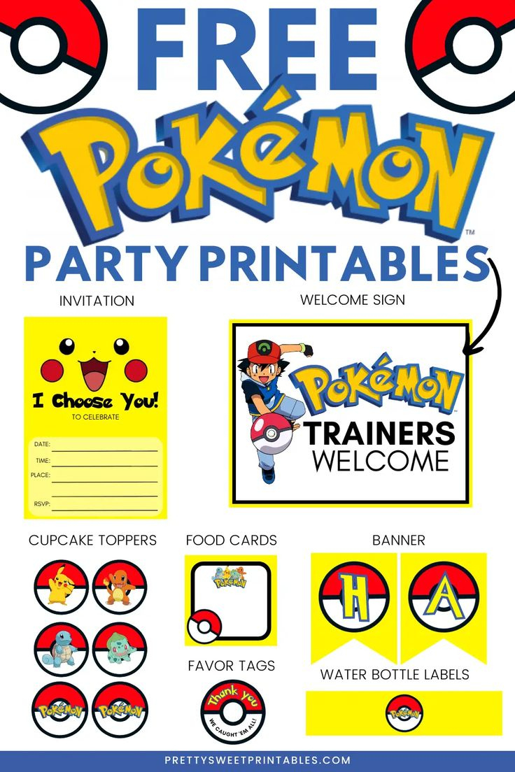 Free Pokemon Party Printables for Pokemon Birthday Free Printables