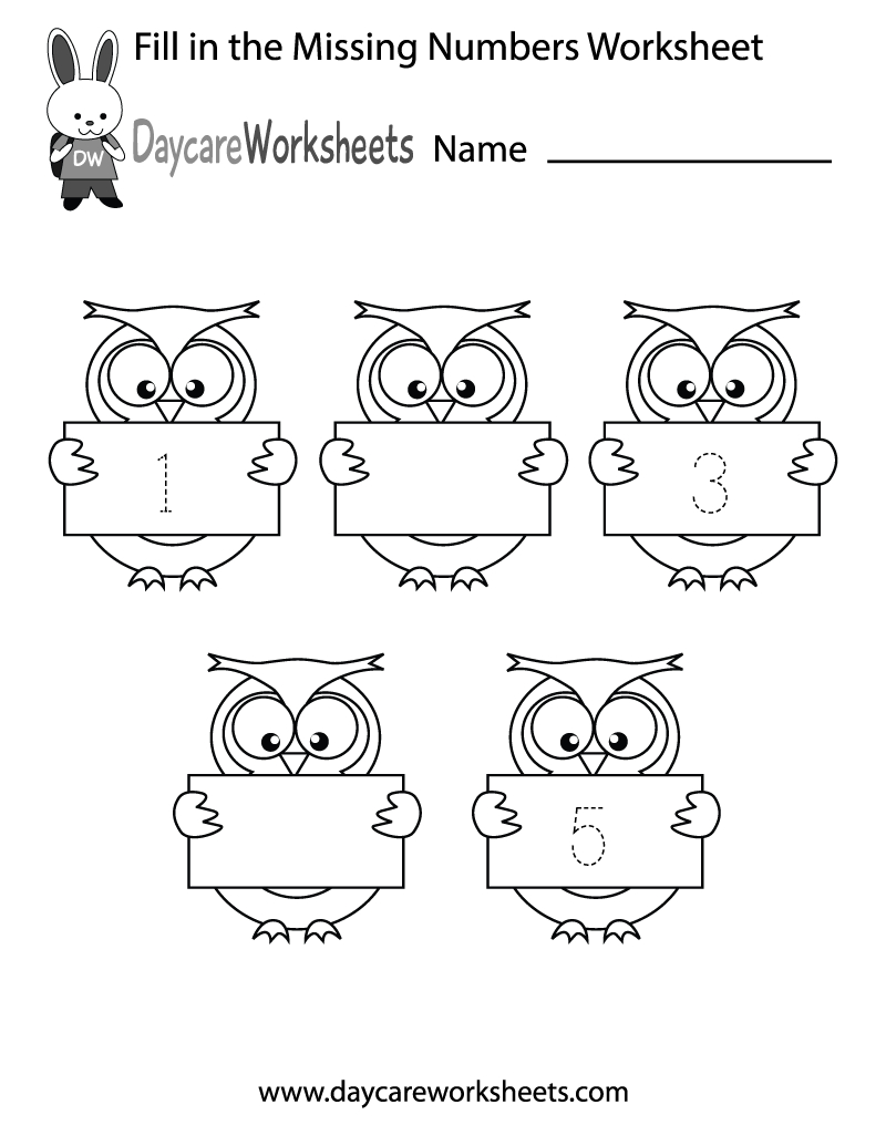Free Preschool Fill In The Numbers Worksheet regarding Preschool Numbers Worksheet Printable