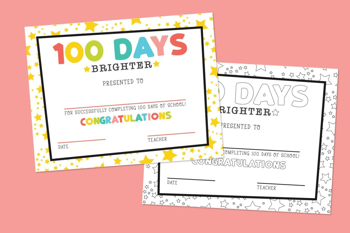 Free Printable 100 Days Of School Certificate - Hey, Let&amp;#039;S Make Stuff pertaining to 100 Days Smarter Certificate Free Printable
