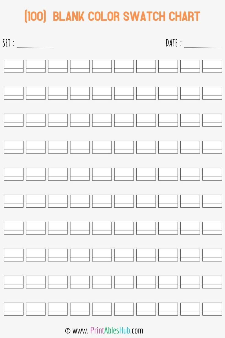 Free Printable (24, 50, 72, 80, 100, 120, 150, 168) Blank Color intended for Free Printable Colored Pencil Swatch Template