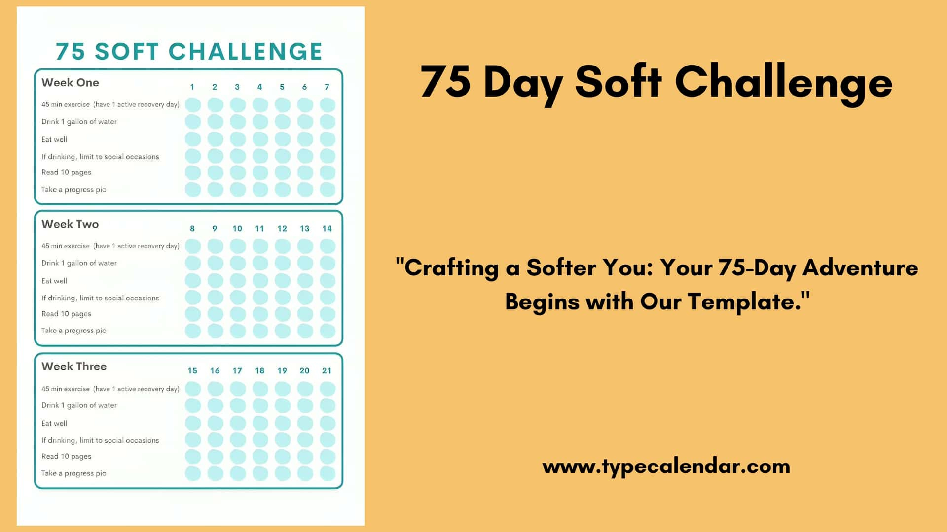 Free Printable 75 Day Soft Challenge Templates [Pdf] Checklist inside Free Printable 75 Soft Challenge Calendar
