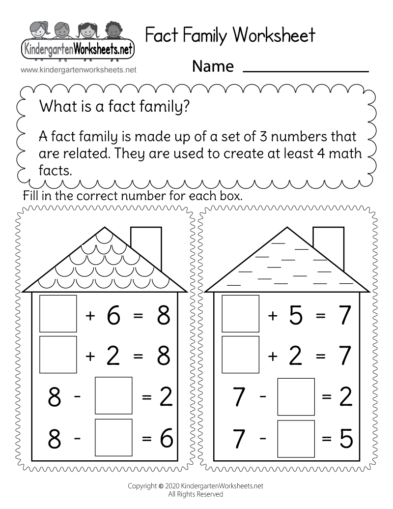 Free Printable Addition And Subtraction Fact Family Worksheet regarding Fact Family Worksheet Printable