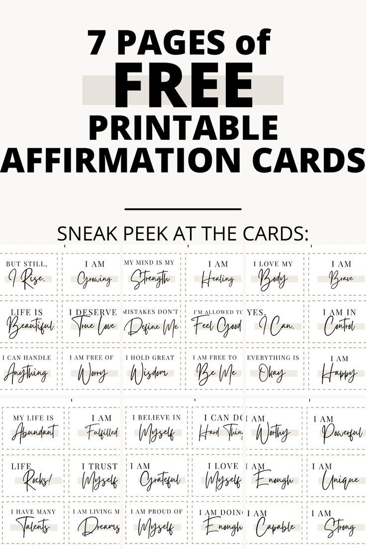 Free Printable Affirmation Cards (+ Affirmation Ideas) intended for Affirmation Cards Free Printable