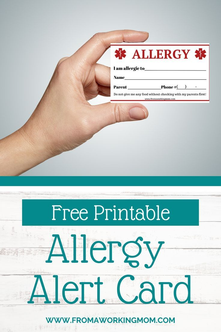 Free Printable Allergy Alert Card inside Free Printable Allergy Cards