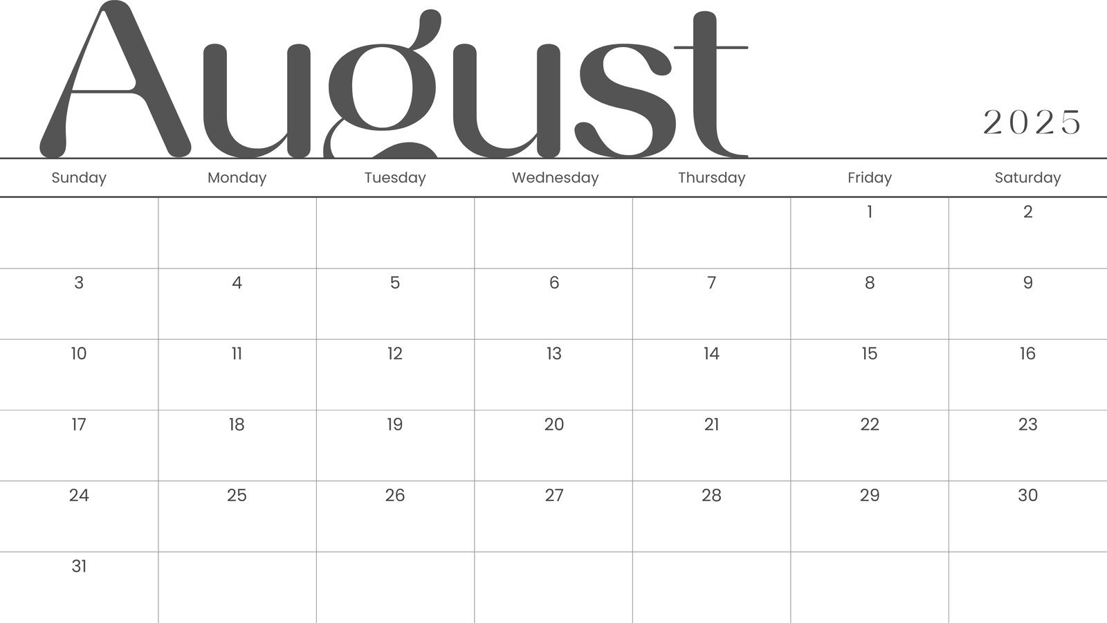 Free Printable August 2025 Calendar Templates | Canva for Free Printable August 2025