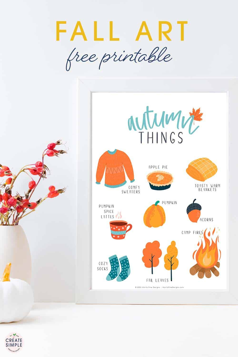 Free Printable Autumn Things Art Print | in Printable Fall Decorations For Classroom