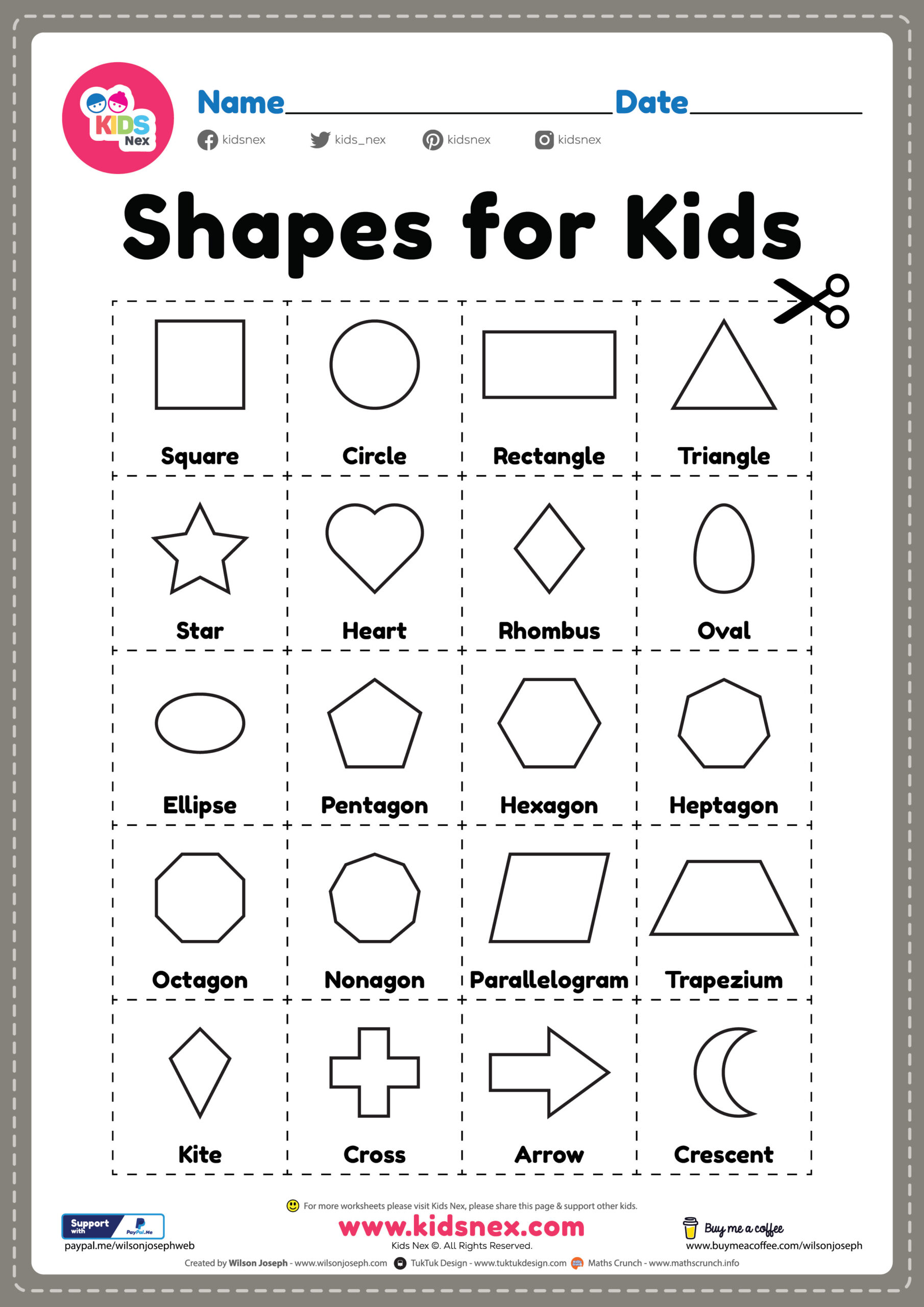 Free Printable Basic Shapes For Kids - Flash Cards Cutting intended for Free Printable Shape Worksheet