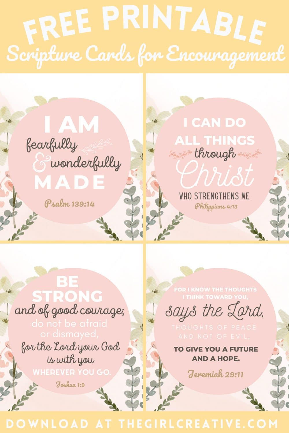 Free Printable Bible Verses For Encouragement - The Girl Creative in Free Printable Bible Scriptures