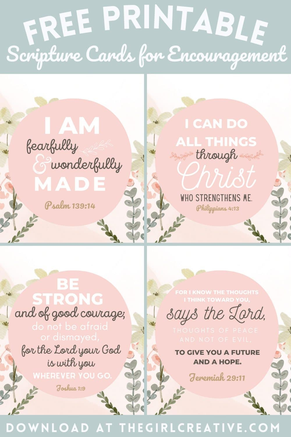 Free Printable Bible Verses For Encouragement - The Girl Creative intended for Bible Verses Printables Free
