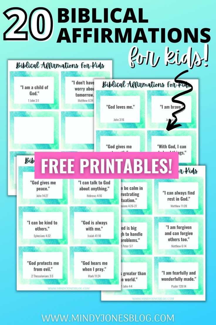 Free Printable Biblical Affirmations For Kids! in Free Printable Bible Affirmations