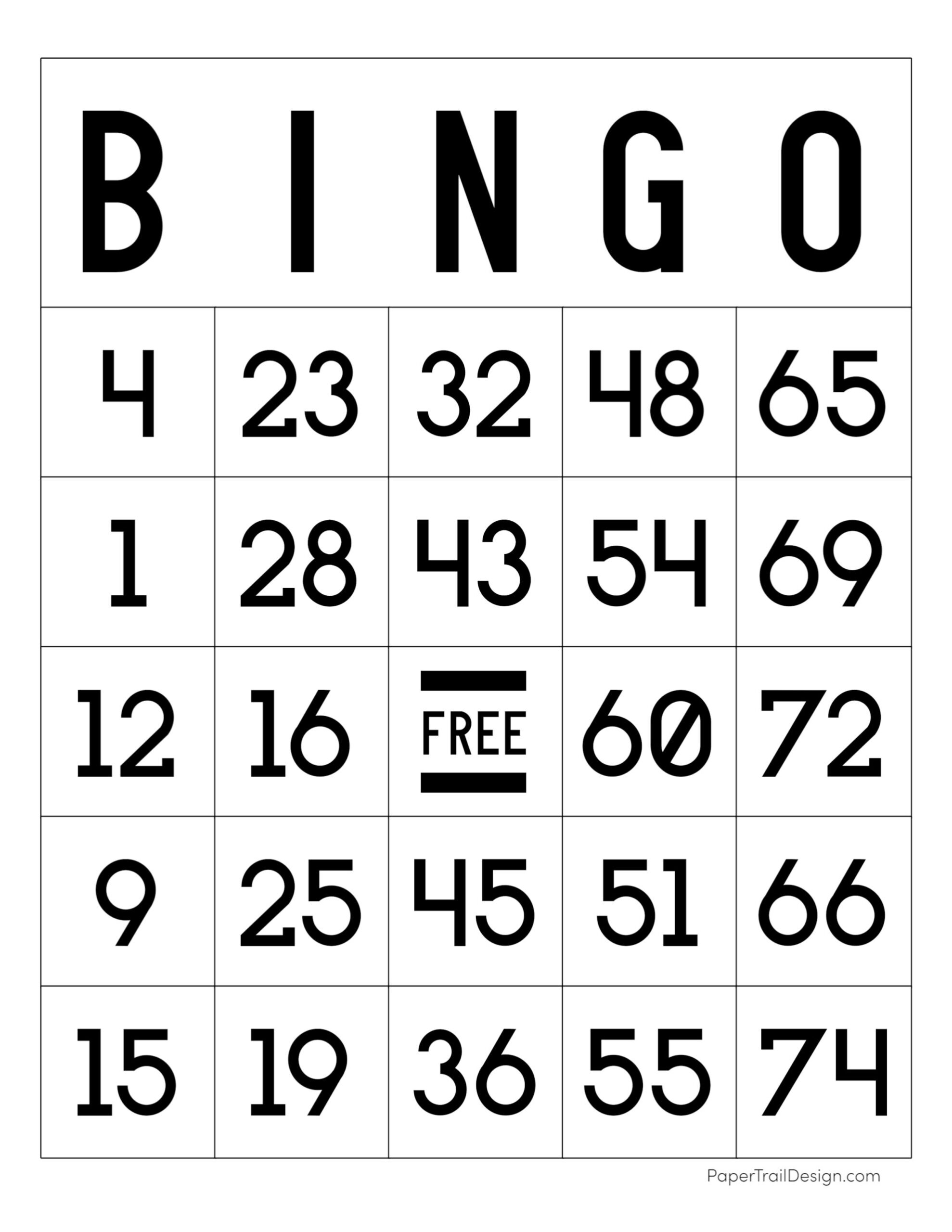 Free Printable Bingo Cards - Paper Trail Design inside Bingo Cards Free Printable Numbers