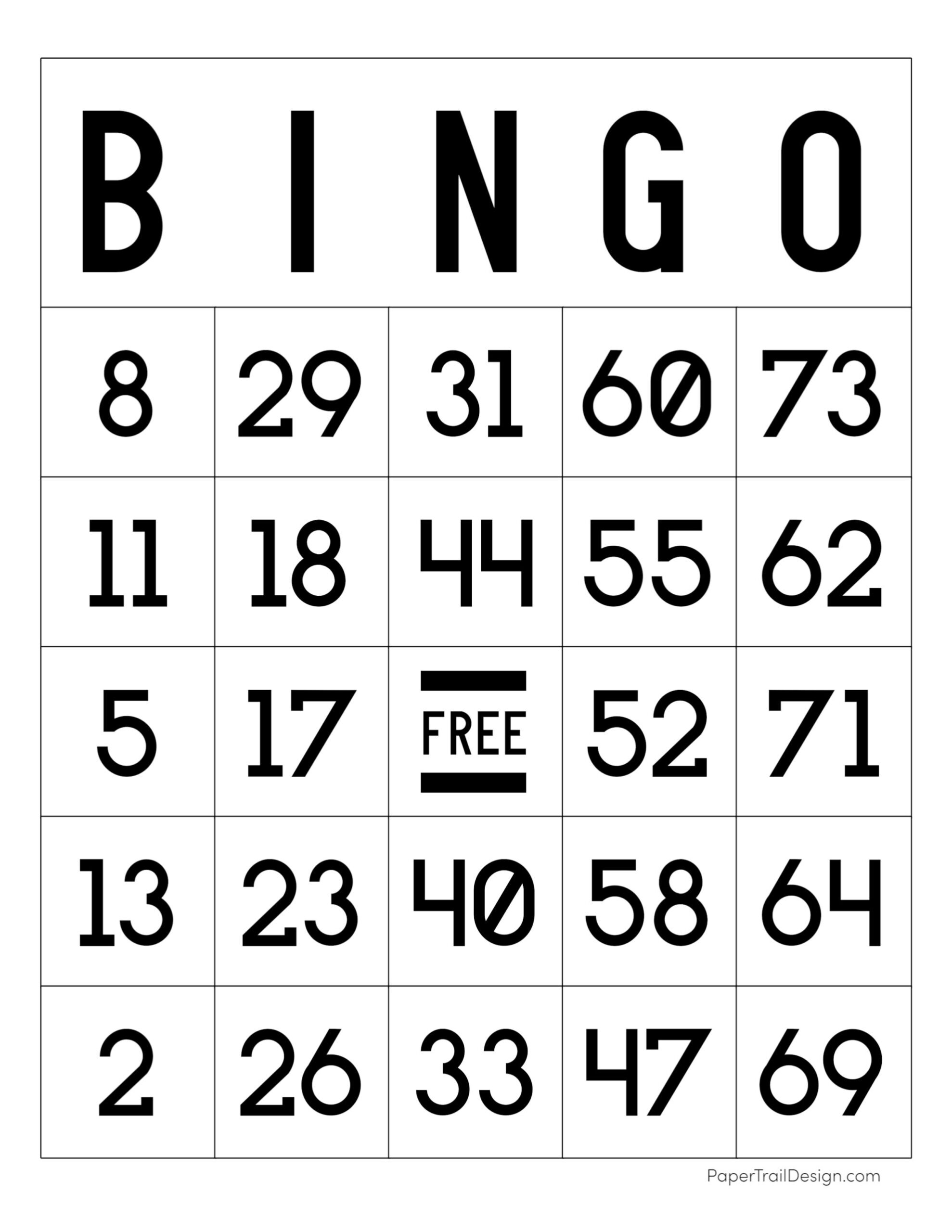 Free Printable Bingo Cards - Paper Trail Design pertaining to Free Printable Bingo Card Maker