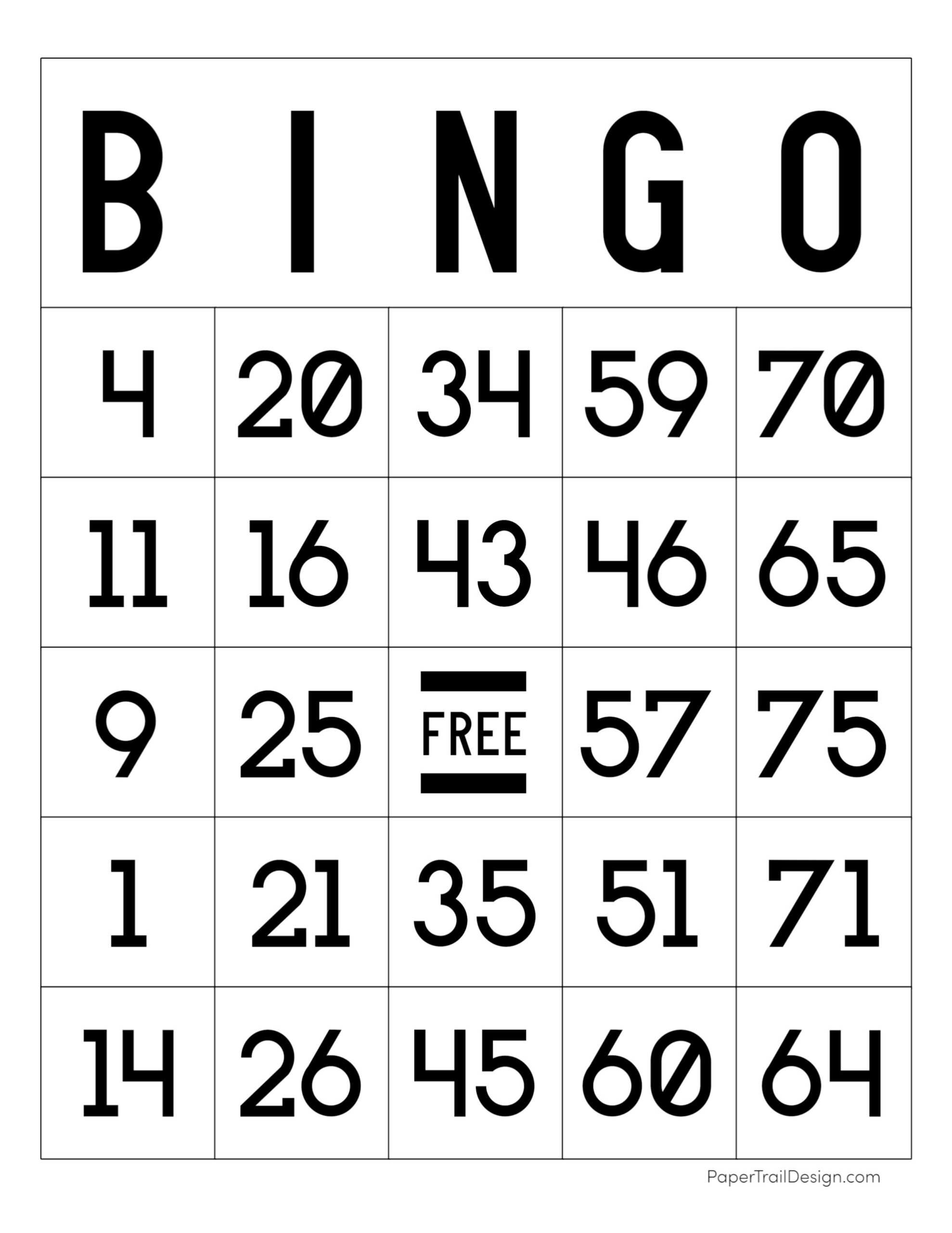 Free Printable Bingo Cards - Paper Trail Design with regard to Free Printable Bingo Cards With Numbers 1 75