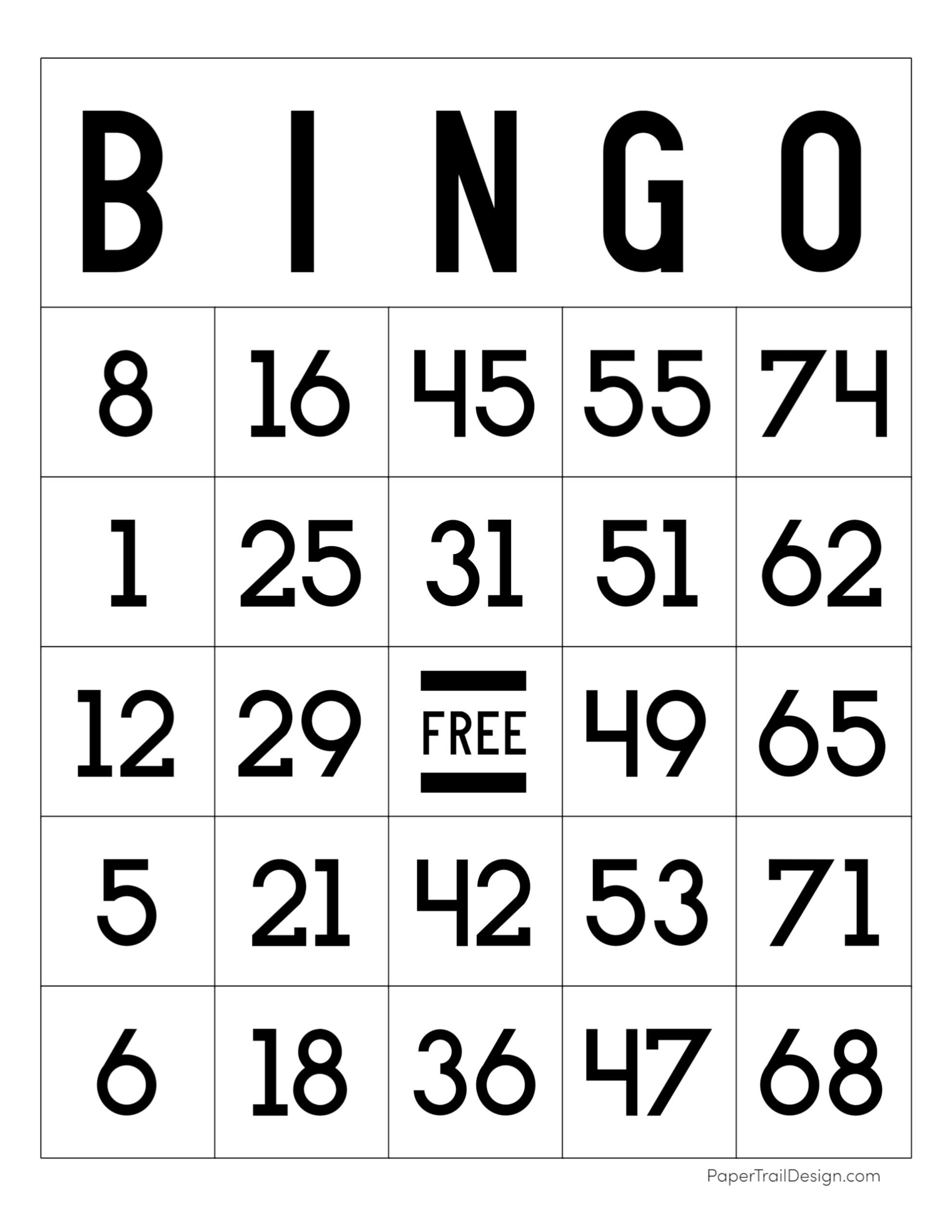 Free Printable Bingo Cards - Paper Trail Design with regard to Printable Bingo Cards Free