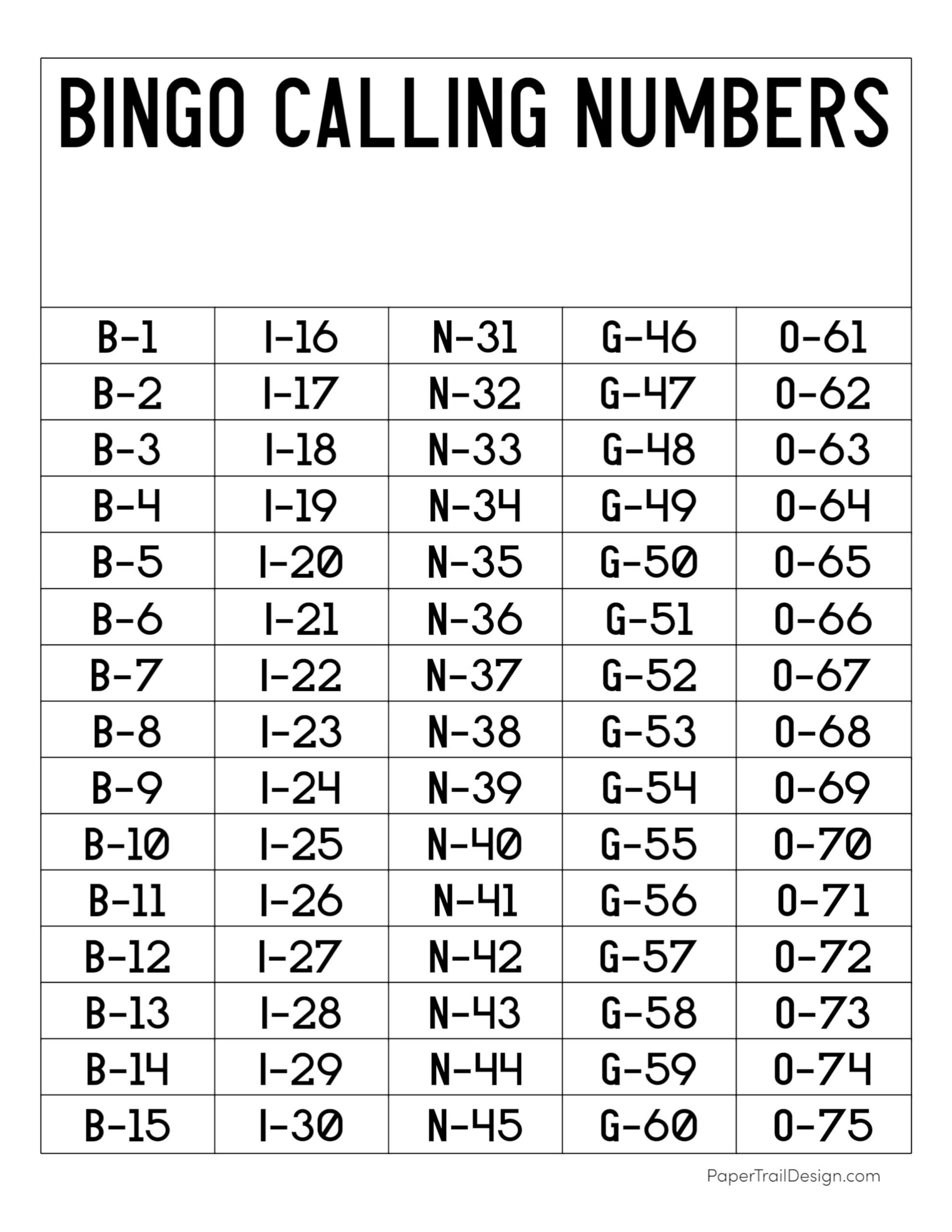 Free Printable Bingo Cards - Paper Trail Design - Worksheets Library inside Free Printable Bingo Master Call Sheet