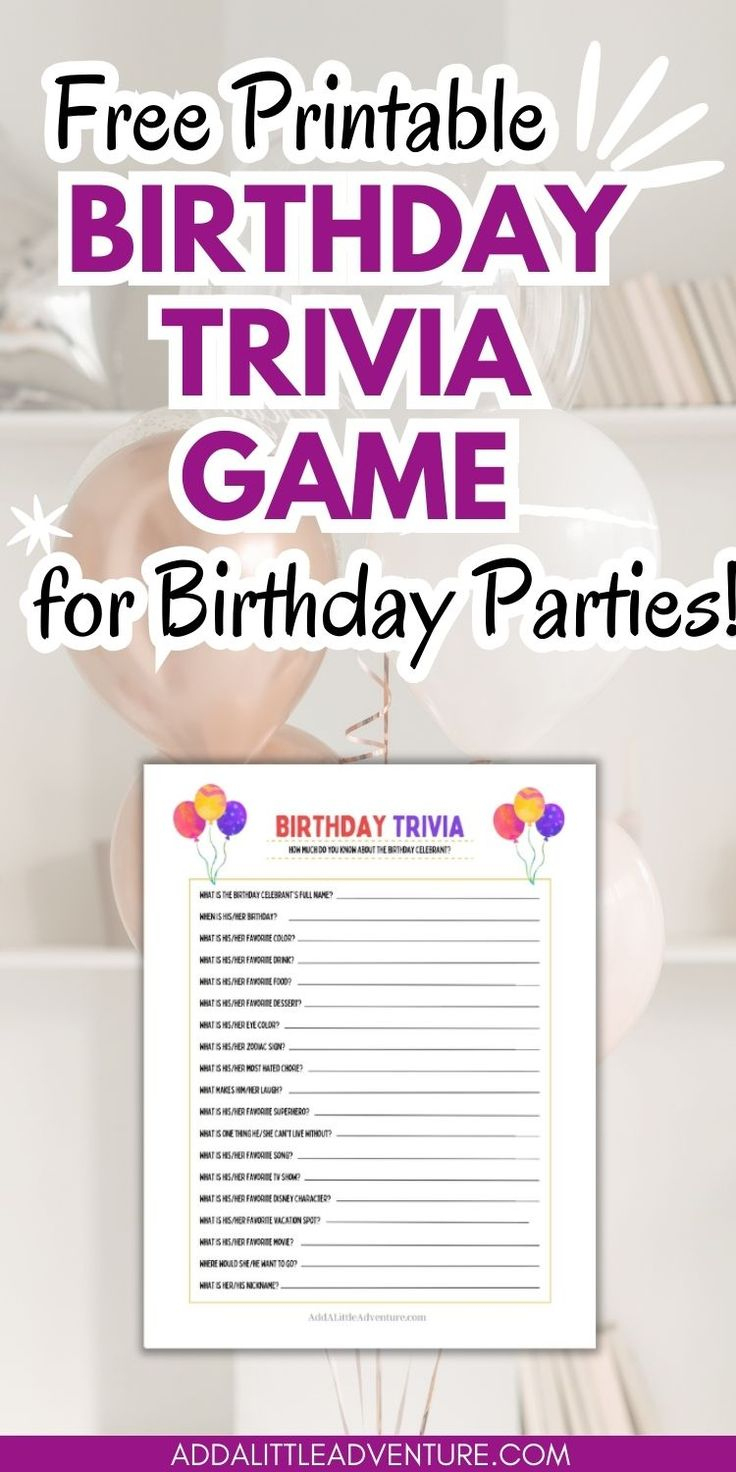 Free Printable Birthday Trivia Game For Birthday Parties throughout Free Printable Birthday Trivia Games