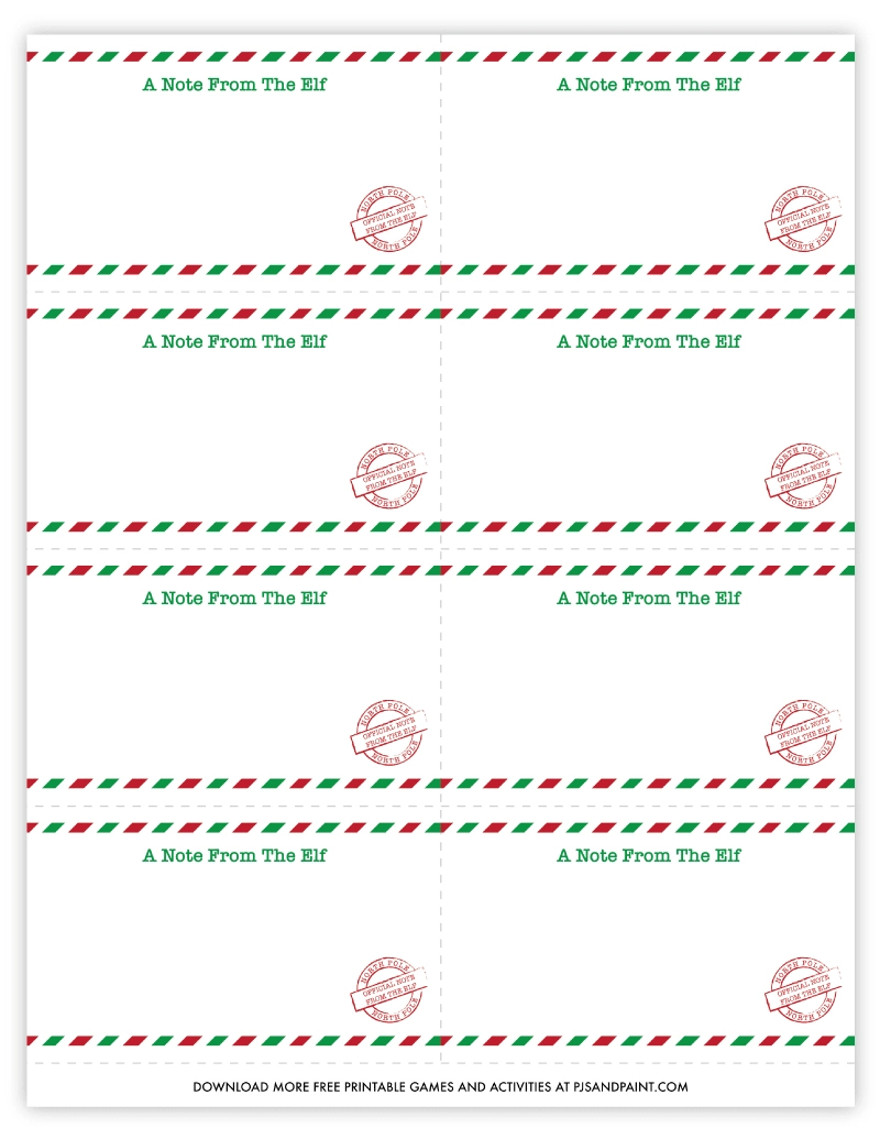 Free Printable Blank Elf On The Shelf Note Cards - Pjs And Paint pertaining to Free Printable Blank Elf On The Shelf Notes