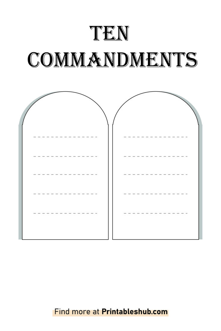 Free Printable Blank Ten Commandments Template [Pdf Included] with Free Printable 10 Commandments Printable Worksheets