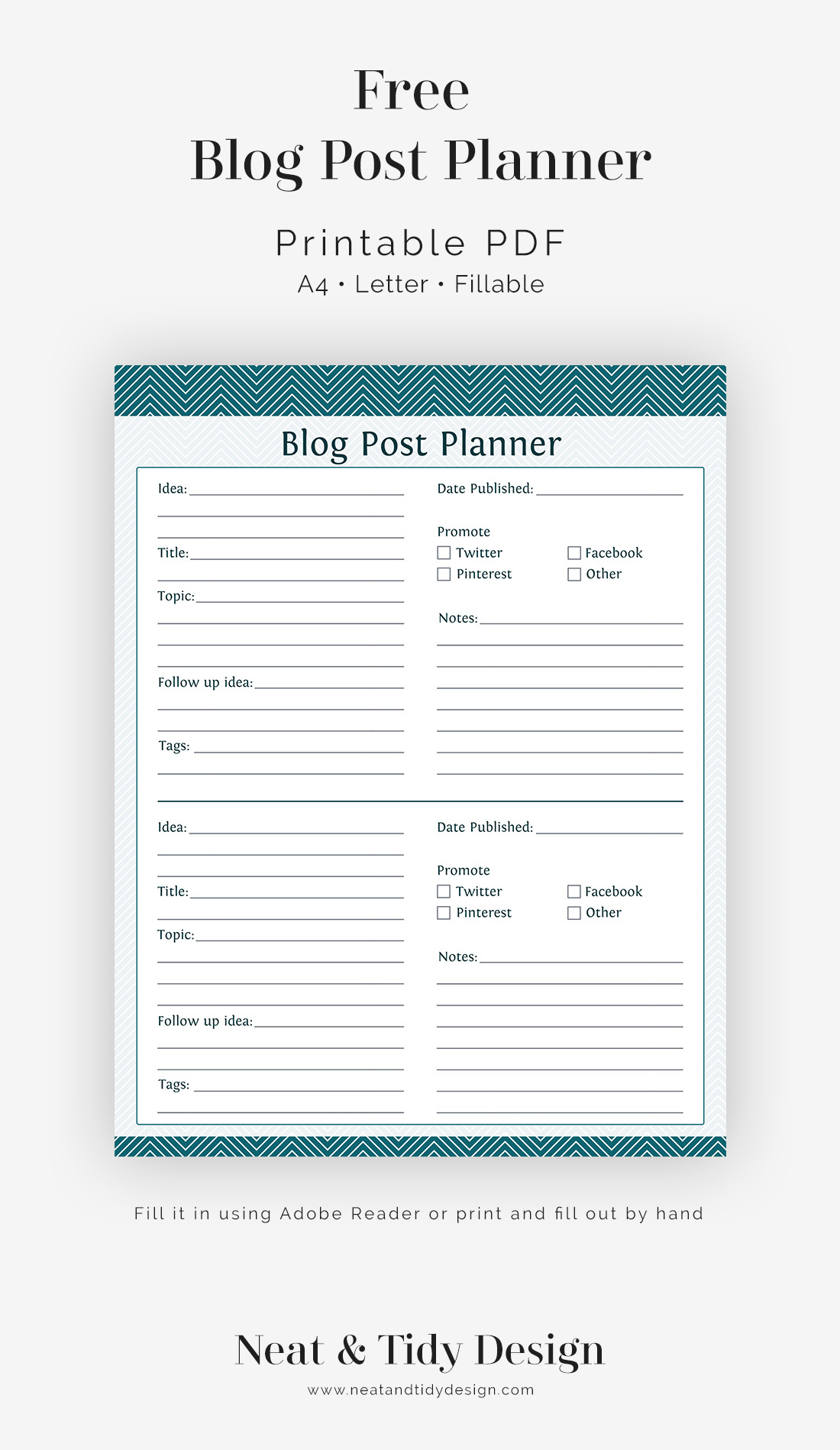 Free Printable: Blog Post Planner - Neat And Tidy Design in Blog Planner Printable Free