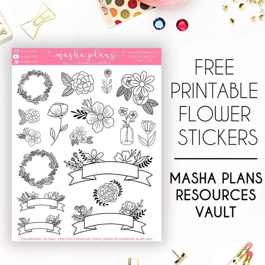 Free Printable Bullet Journal Stickers | Masha Plans intended for Free Printable Journal Stickers