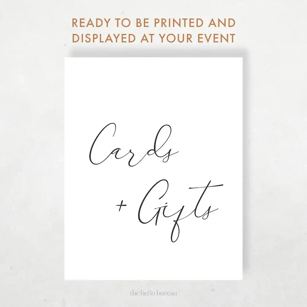 Free Printable Cards And Gifts Sign with Cards And Gifts Sign Free Printable