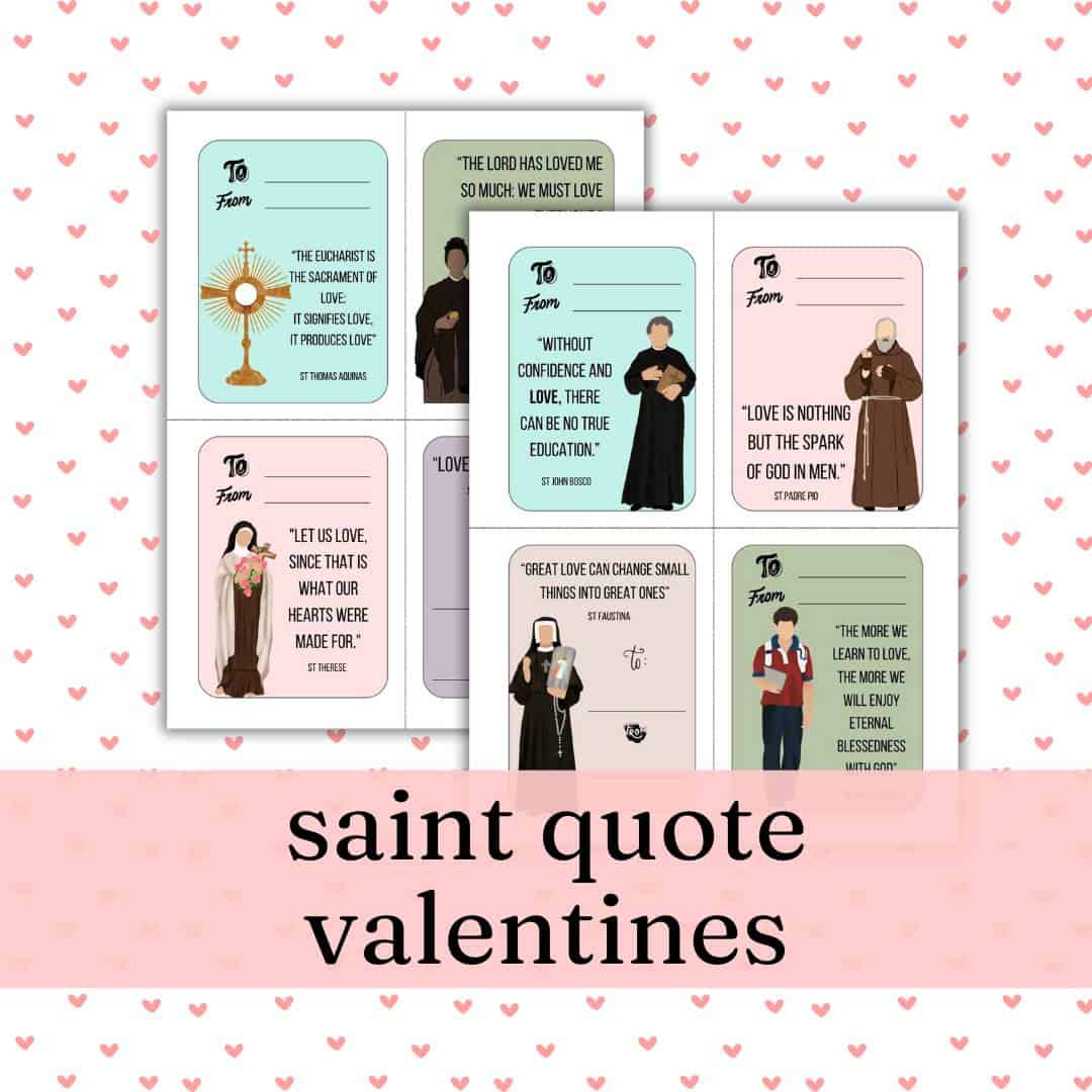 Free Printable Catholic Saint Valentines With Quotes - Kindling Wild in Free Printable Catholic Valentines