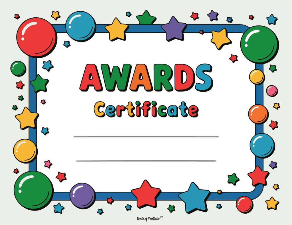 Free Printable Certificate Of Achievement Templates For Kids regarding Downloadable Free Printable Certificates and Awards