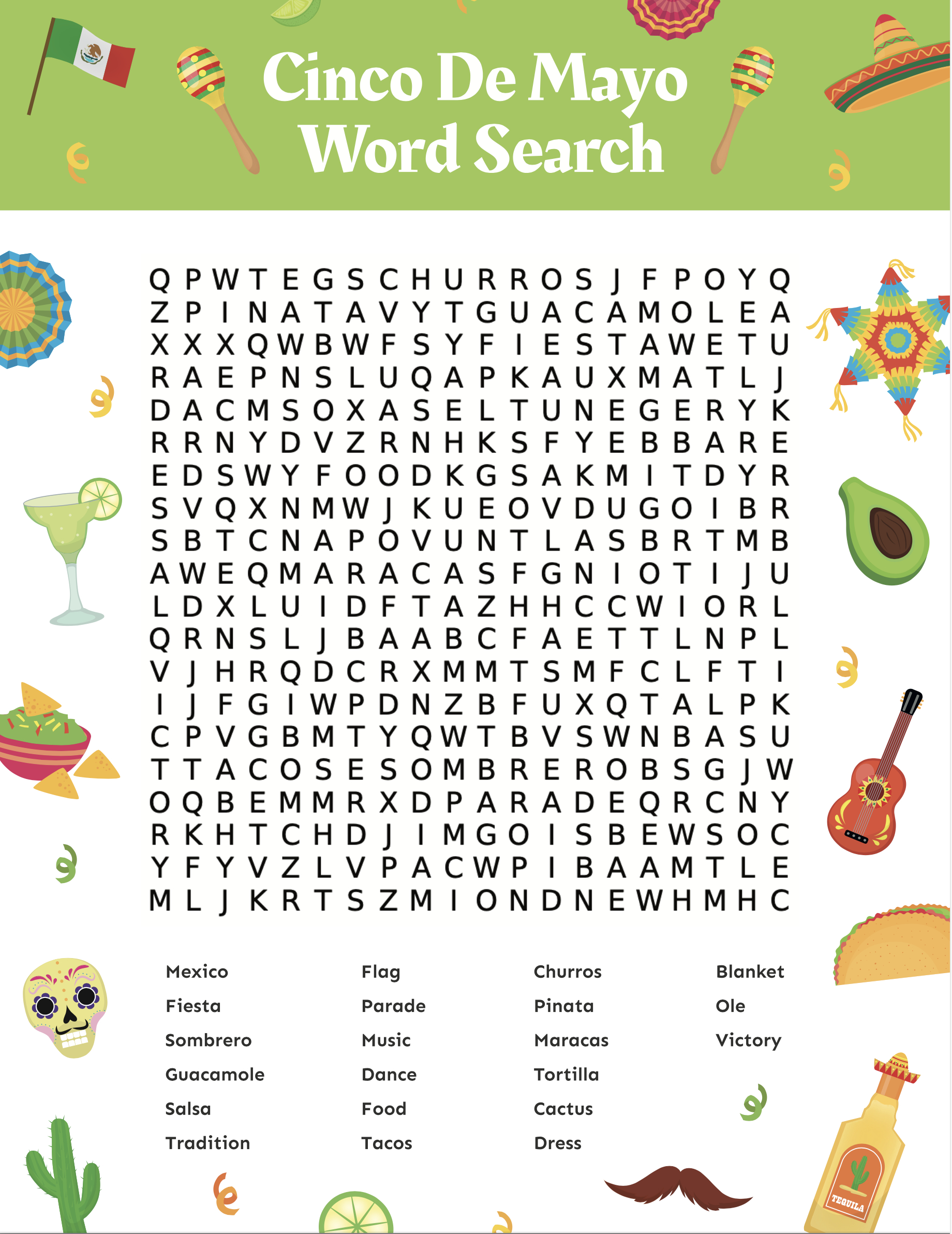 Free Printable Cinco De Mayo Word Search Puzzle - Play Party Plan with Cinco De Mayo Word Search Printable