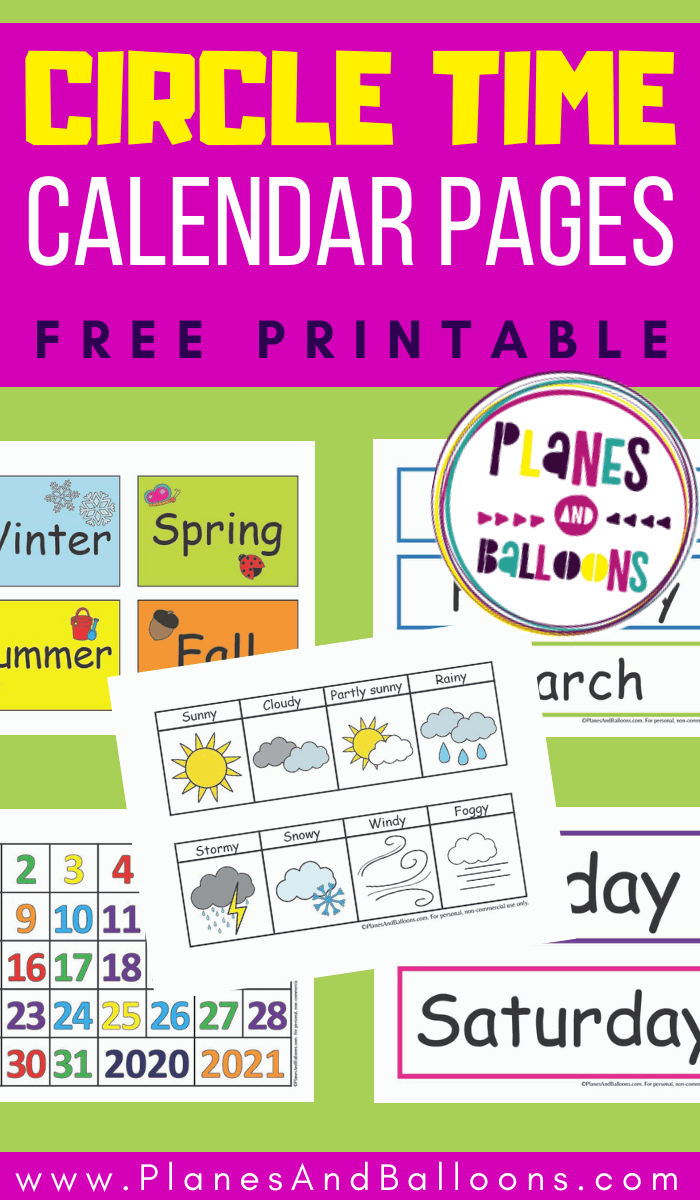 Free Printable Circle Time Calendar - Planes &amp;amp; Balloons for Circle Time Board Free Printables