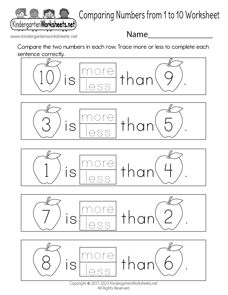 Free Printable Comparing Numbers From 1 To 10 Worksheet inside Comparing Numbers From 1 to 10 Worksheet