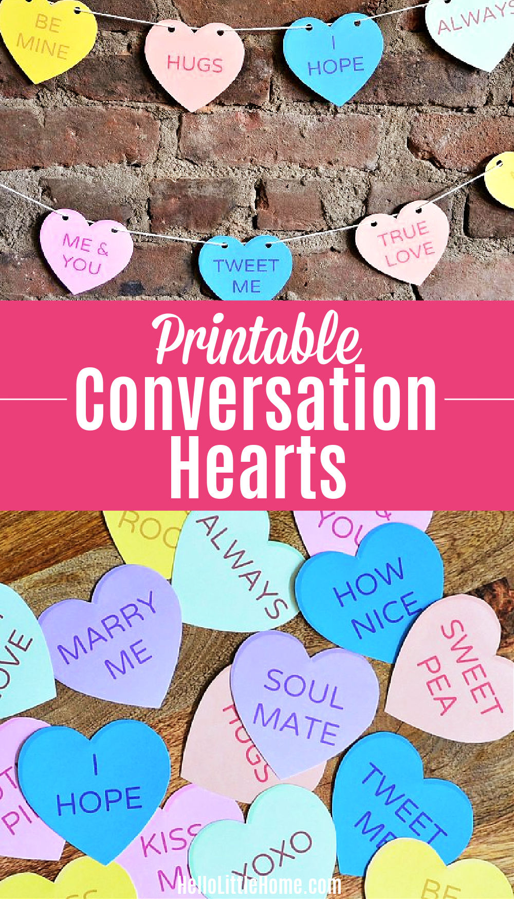 Free Printable Conversation Hearts | Hello Little Home pertaining to Free Printable Conversation Hearts