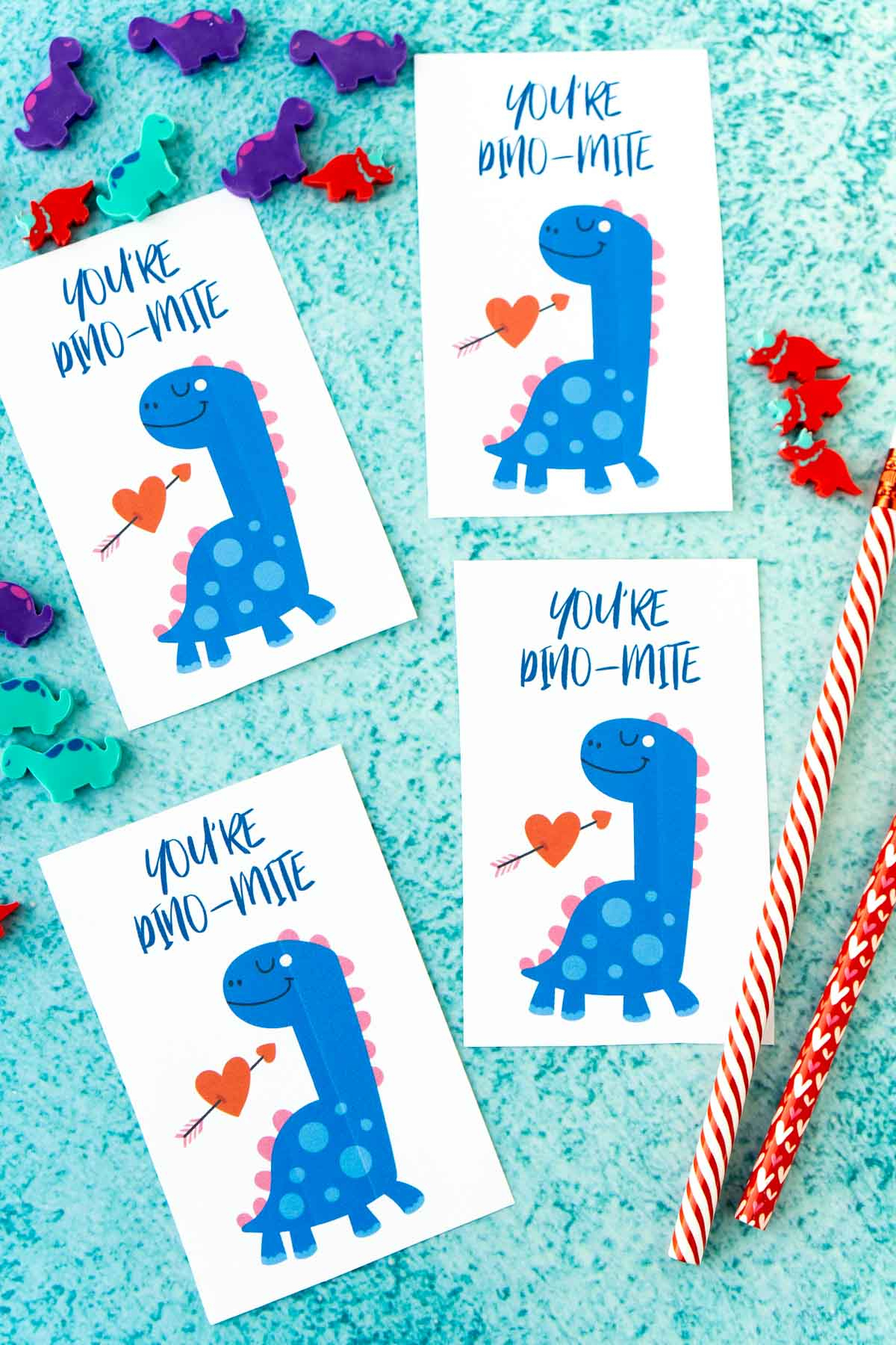 Free Printable Dinosaur Valentine Cards For Kids - Play Party Plan throughout Free Printable Dinosaur Valentines