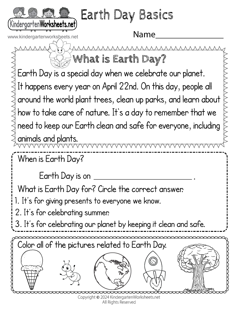 Free Printable Earth Day Worksheet for Printable Learning About Our World