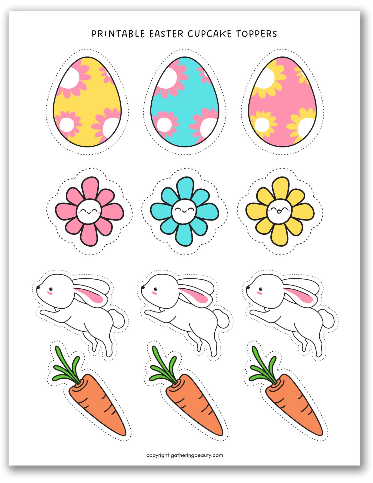 Free Printable Easter Cupcake Toppers — Gathering Beauty for Free Printable Easter Cupcake Toppers