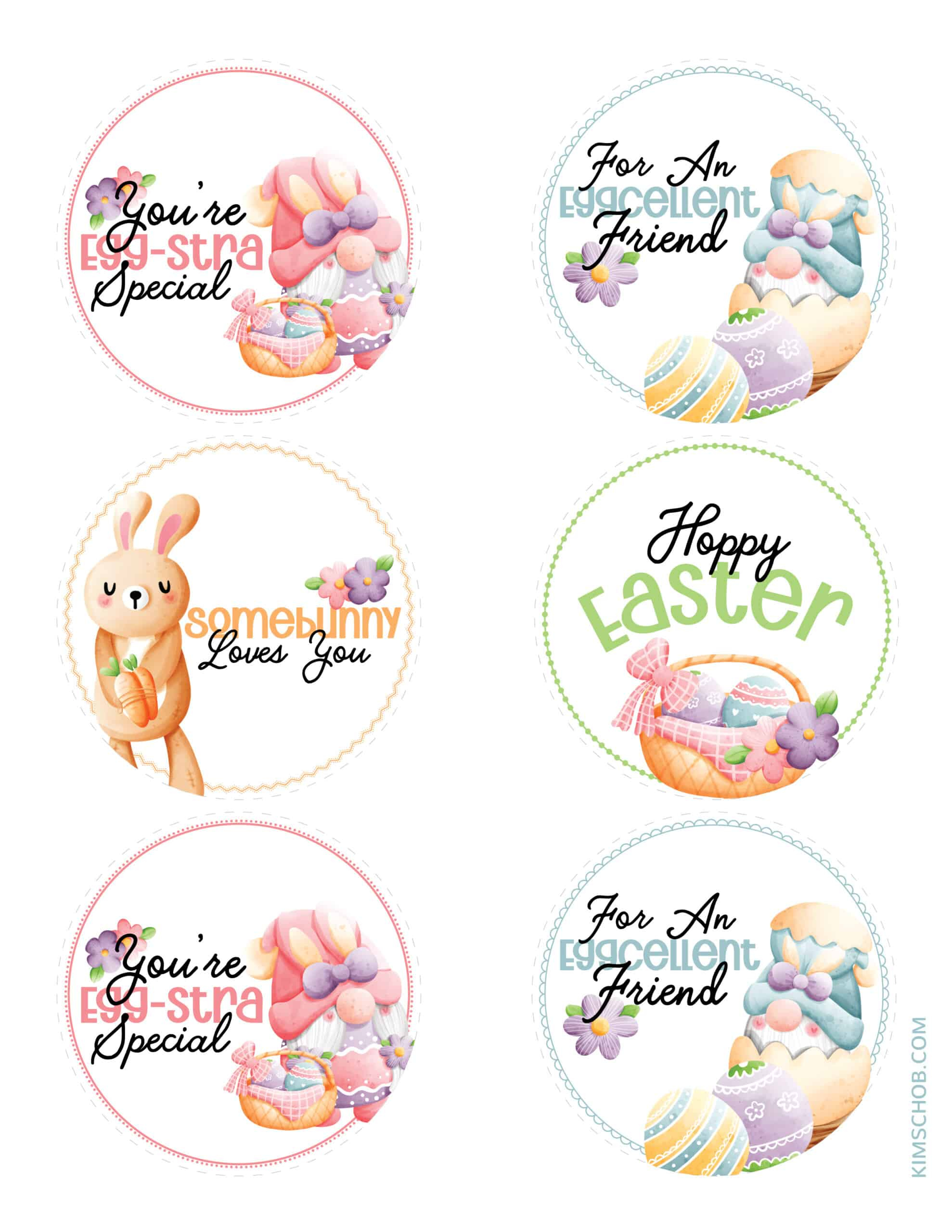 Free Printable Easter Gift Tags (Cute Bunny Designs) - Kim Schob inside Easter Gift Tag Printables
