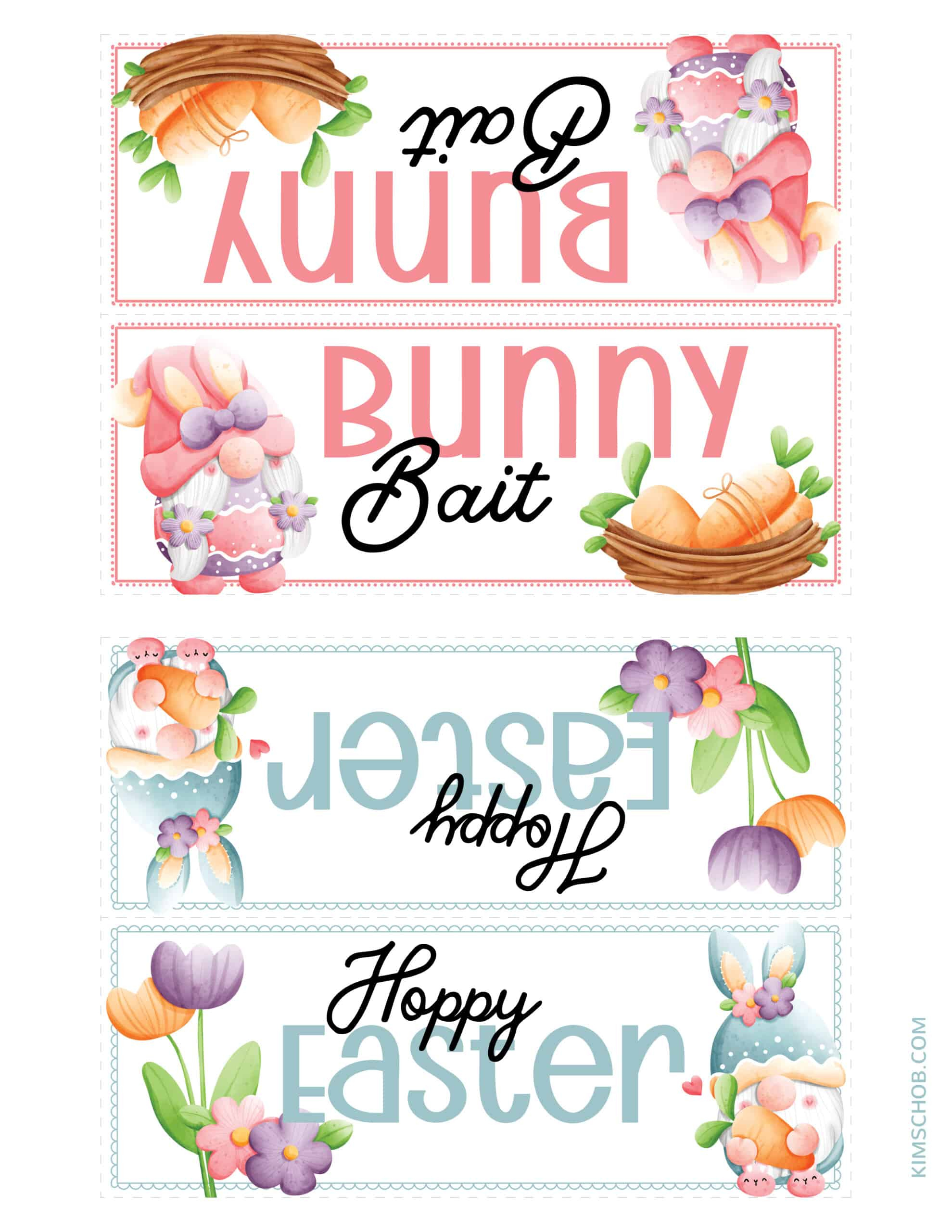 Free Printable Easter Gift Tags (Cute Bunny Designs) - Kim Schob inside Free Printable Easter Treat Bag Toppers