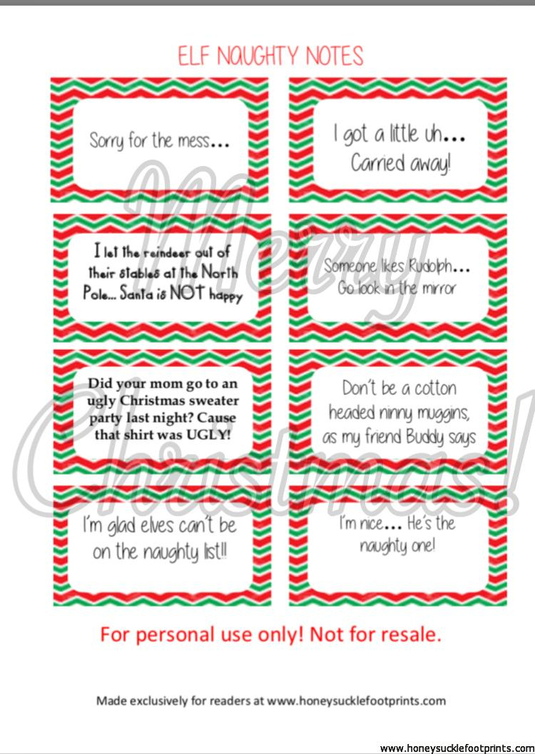 Free Printable - Elf On The Shelf Naughty Cards - Honeysuckle with regard to Elf On The Shelf Naughty Or Nice List Free Printable