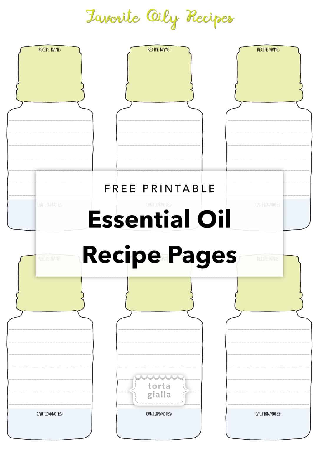 Free Printable - Essential Oil Recipe Pages - Tortagialla inside Free Essential Oil Notebook Printables